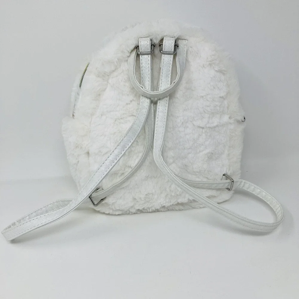 The Children's Place Girls White Faux Fur Sequin Small Backpack‎